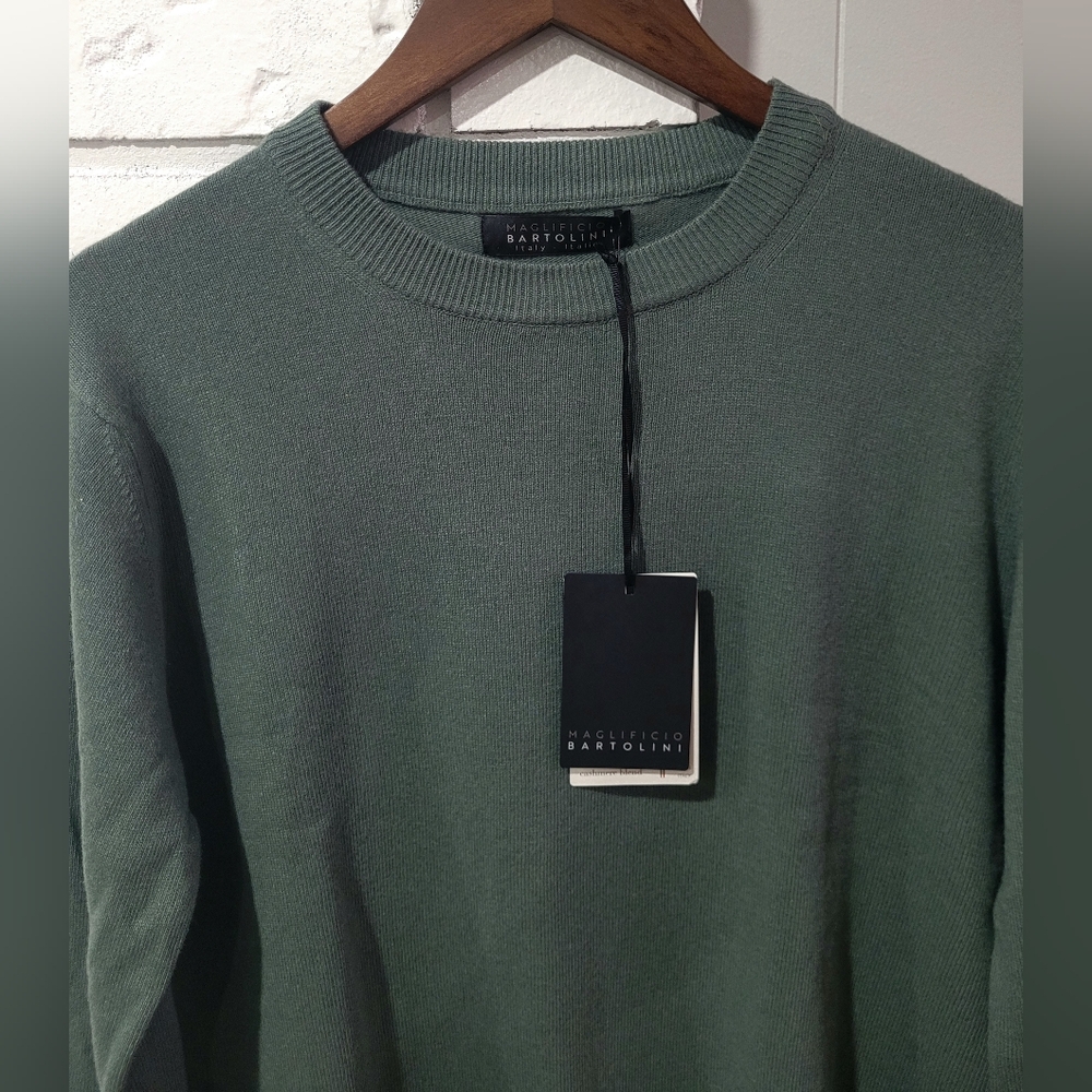Bartolini Green Men's Crewneck, Italian Cashmere Blend